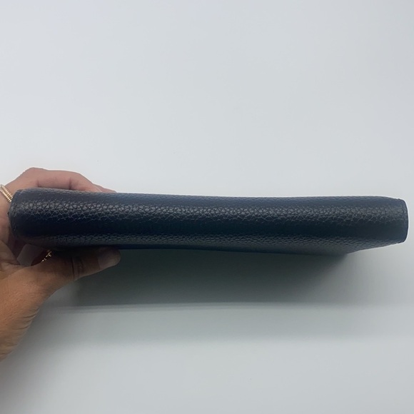 Michael Kors - Pebbled Black Leather Large Zip Around Wallet With Gold Accents - Picture 6 of 12